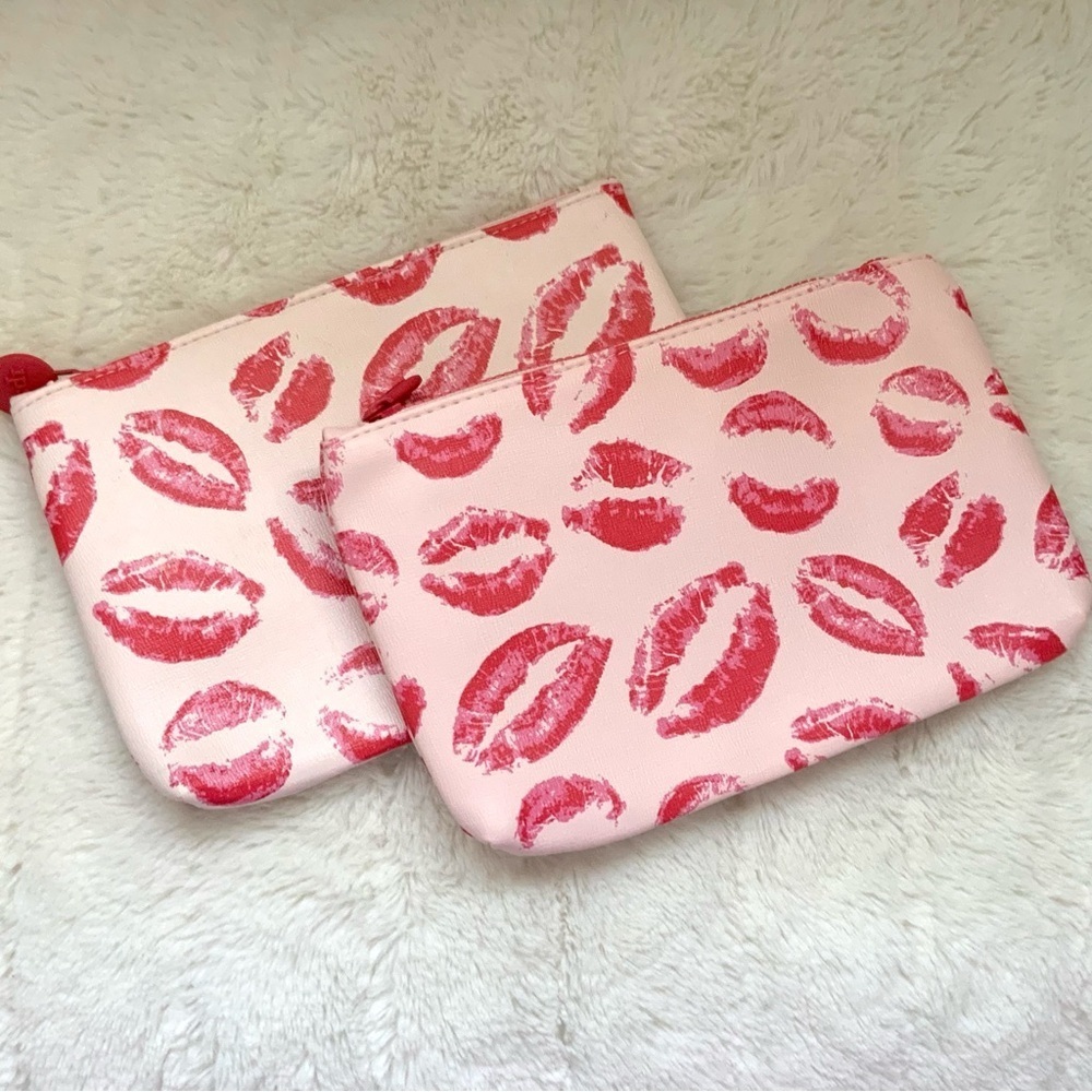 Ipsy Bags Red Lip Kisses Print Lot of 2